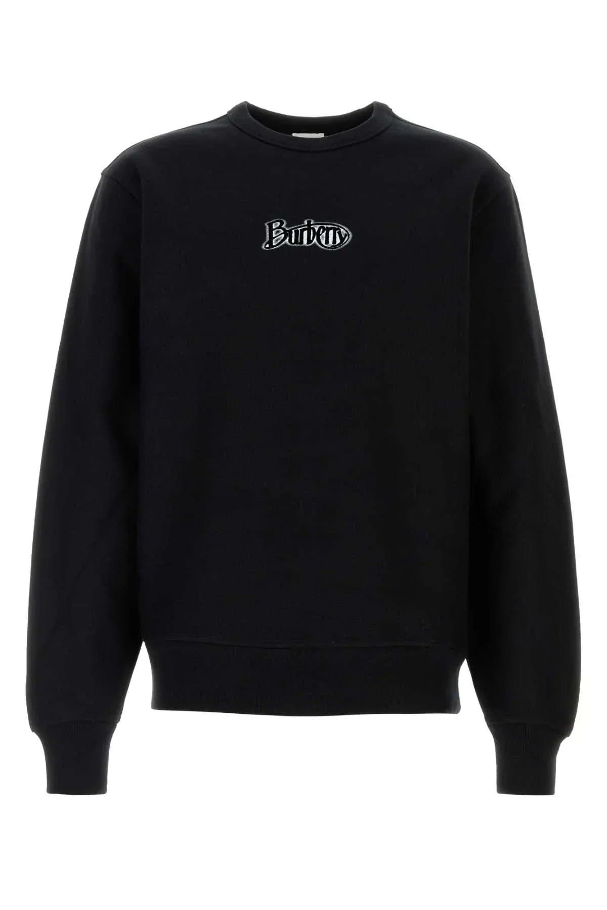 Burberry Logo-Embroidered Cotton Blend Sweatshirt — Black