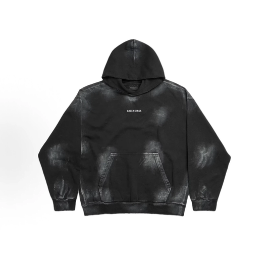 Balenciaga Tie‑Dye Washed Logo Hoodie Unisex Black